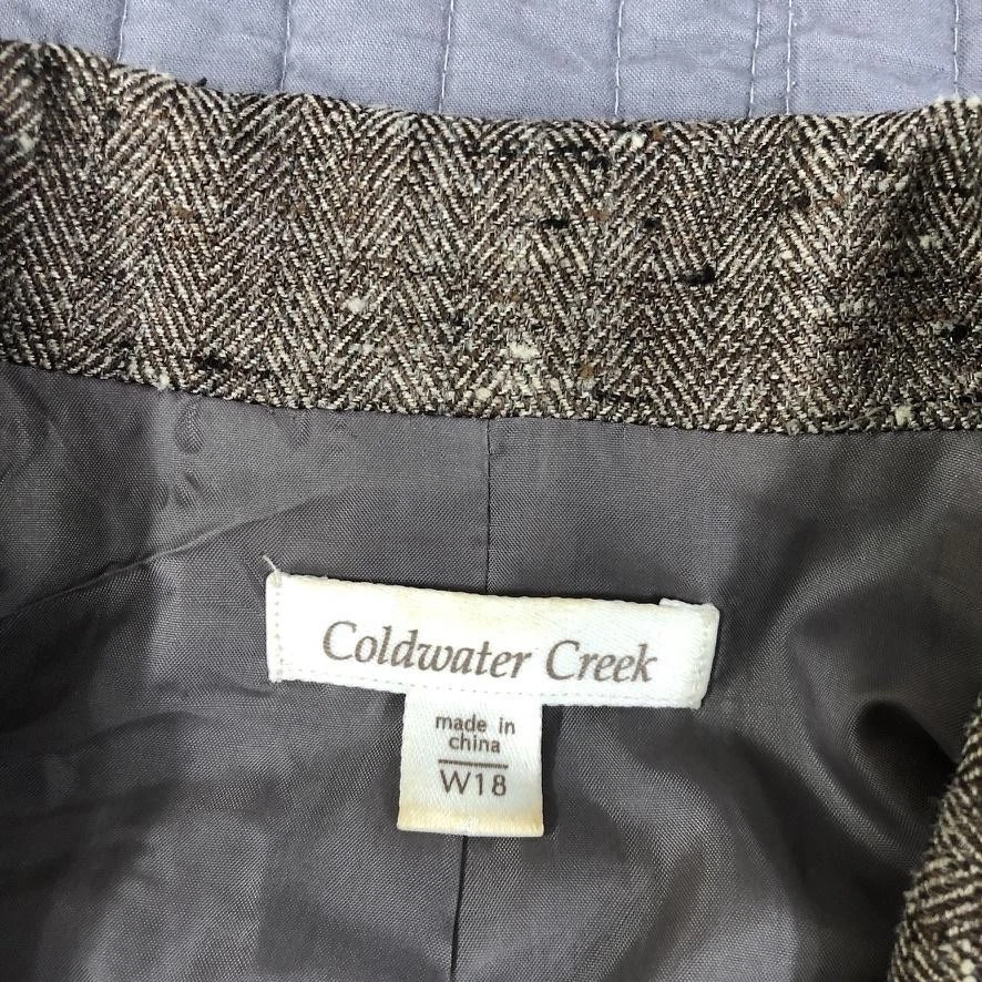 Blazer Coldwater Creek Mujer W18 Espiga Tweed Forrado Botón Chaqueta Clásica Foto 4 de 4