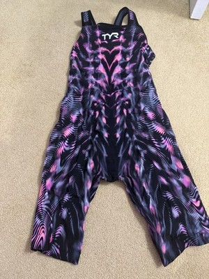 TYR Women's Venzo Genesis Open Back Tech Swimsuit. Size 27, steel pink 