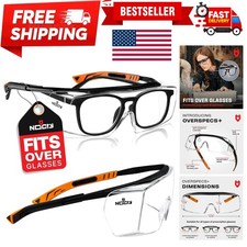 Safety Glasses Over Eyeglasses for Men and Women with Anti Scratch Lenses and...