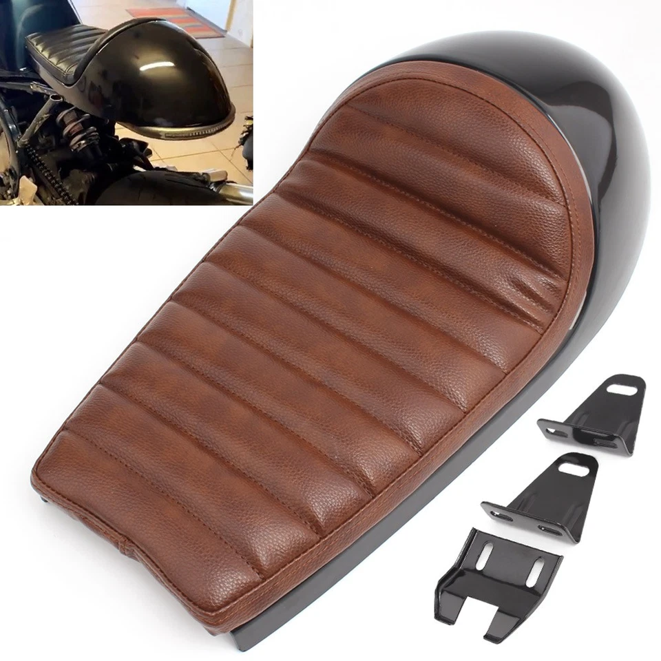 Universal Motorcycle Cafe Racer Seat Retro Vintage Seat Saddle Scrambler Cushion Foto 2 de 4