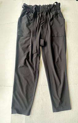ATHLETA Pants Womens Size 4 Black Skyline II High Rise Tapered Tie Belt