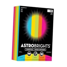  Color -"Bright" Assortment, 65 lb Cover Weight, 8.5 x 11, 8.5" x 11" Cardstock