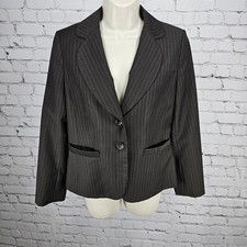 Ann Taylor Brown Pinstriped 2 Button Double Vented Notch Blazer Suit Jacket 6P