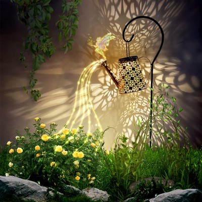 Outdoor Solar Watering Can Light, Waterproof Watering Can Landscape Retro Metal