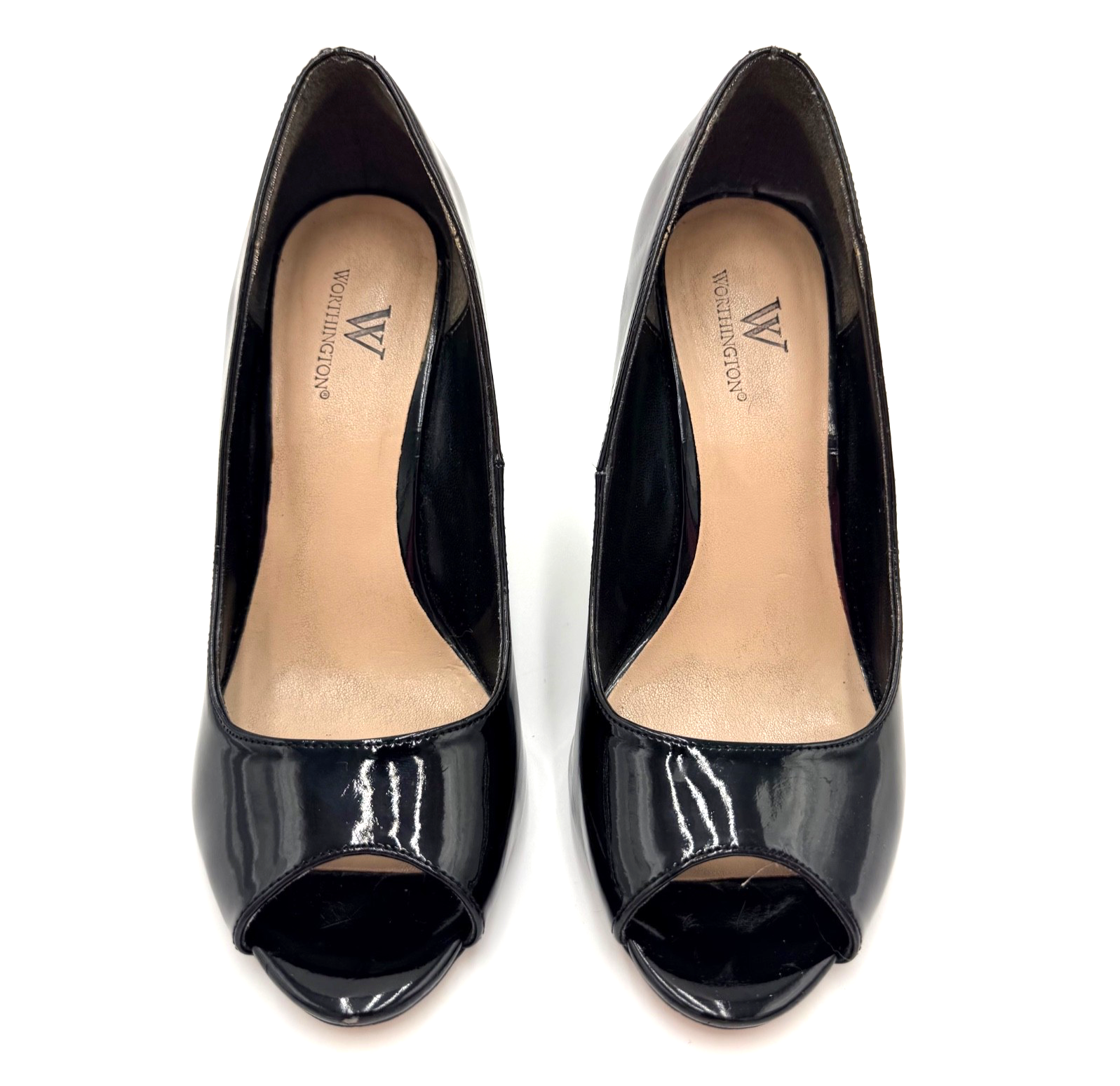 Worthington Classic Women's Black High Heel Shoes Open Toe Pumps Size 6M Good