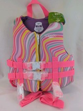 Speedo Kids Swimming Life Jacket Vest Pink Swirl PFD USCG Approved 30-50 LBS