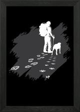 Gerahmtes Wandbild Poster Leinwanddruck Bild Wanderspuren Hund Hündchen