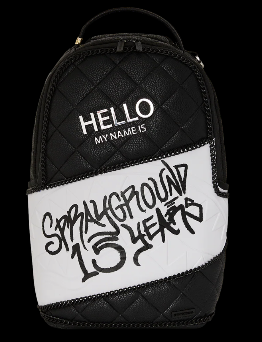 SPRAYGROUND HELLO MY NAME IS 15 YEARS QUILTED BACKPACK (SUPER RARE
