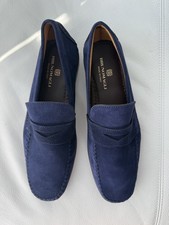 Bruno Magli Men's Blue Suede Shoes Lastra Unlined Loafers Made in Italy 8.5