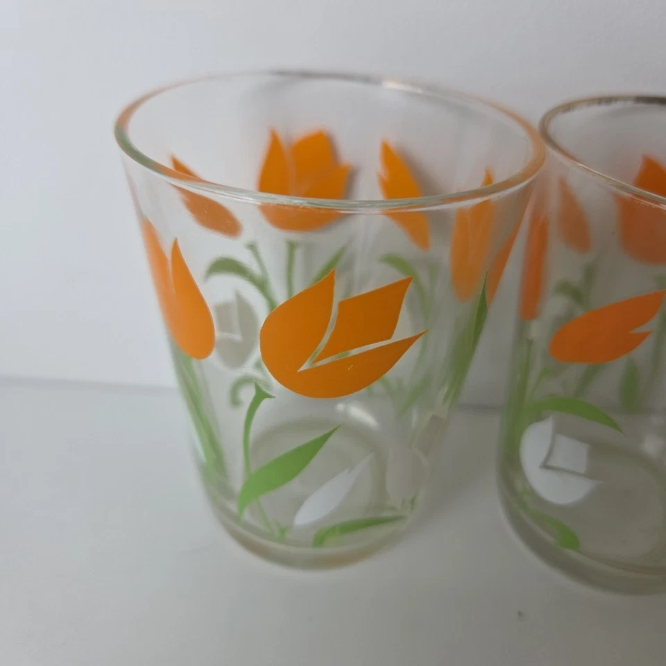 Juego De 4 Vasos Flor Tulipán 180ml 8.5cm Mediados De Siglo Vintage Retro  Foto 3 de 4