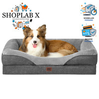 Hundebett OrthopäDisch 91X68Cm Grau Mit 4 RäNdern FüR Hunde Haustierbett