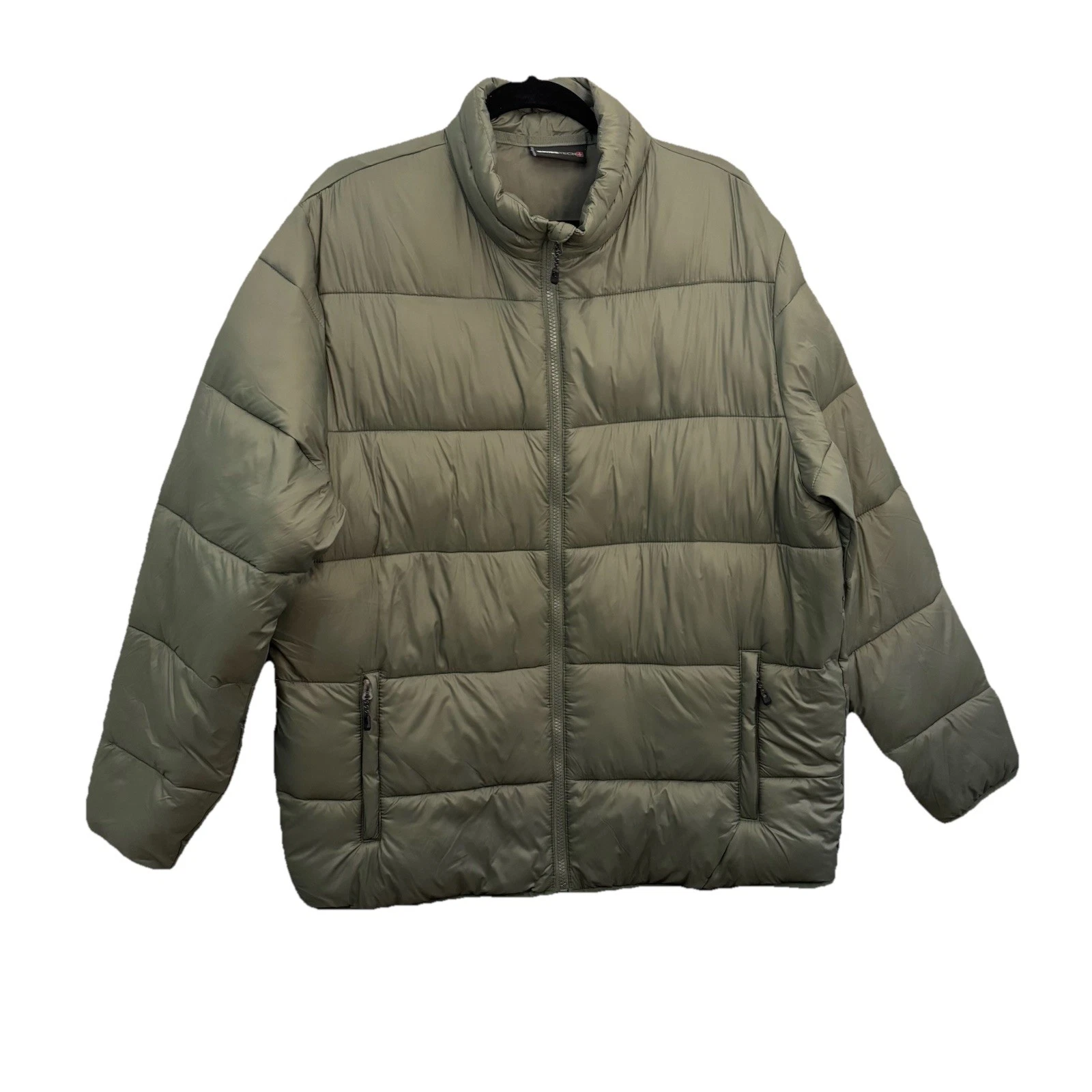 Swiss +Teck Packable Nylon Puffer Jacket Military Green Size Largó Men