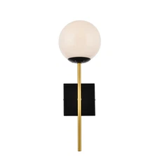 Elegant Lighting LD2360 Neri 18" Tall Bathroom Sconce - Black / Brass / White