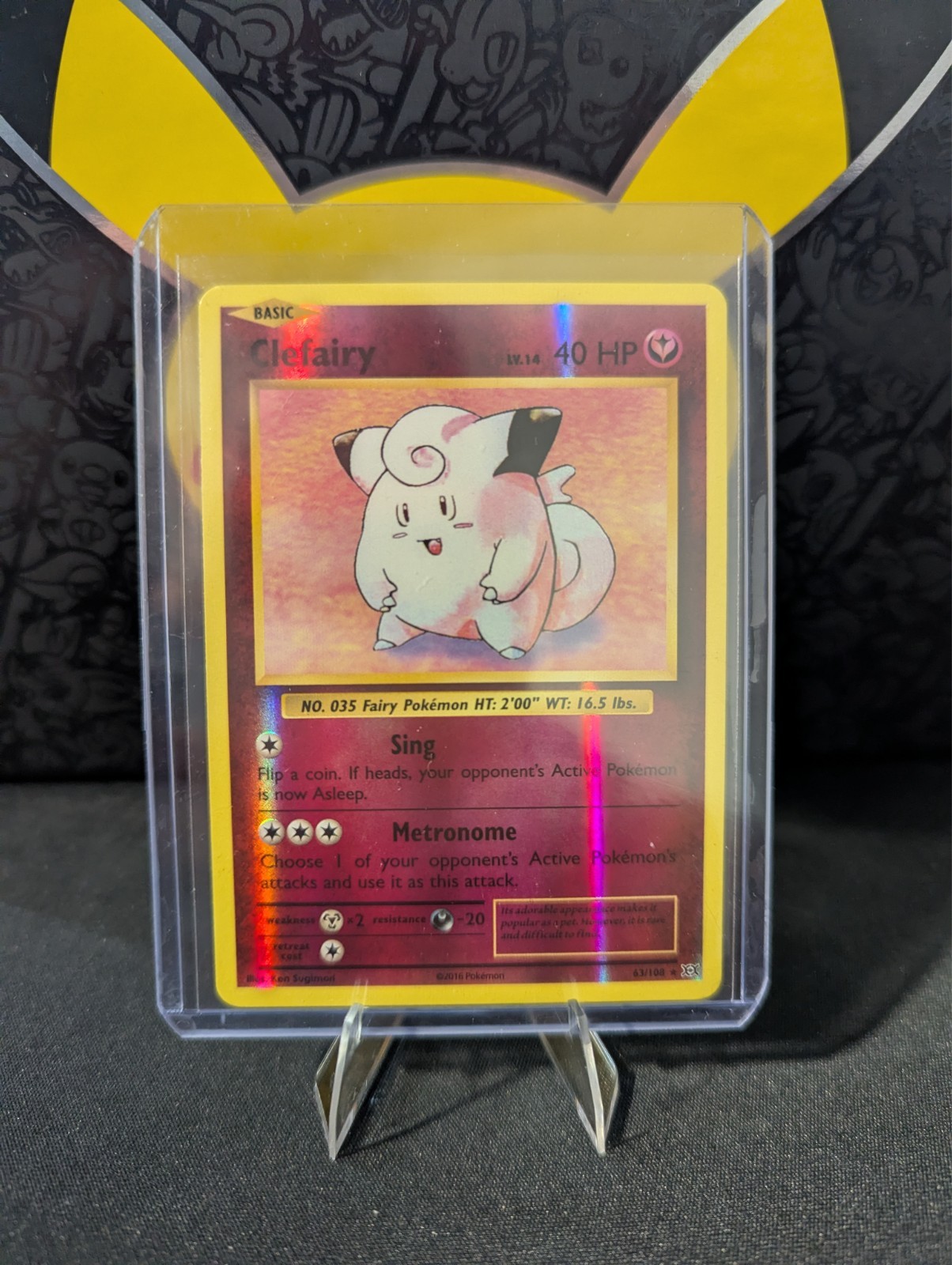 Pokemon Card TCG Clefairy 63/108 Reverse Holo Rare XY Evolutions - Near Mint