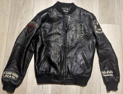 Pelle Pelle Leather Jacket Black Y2K Marc Buchanan Varsity Bomber Womens Large