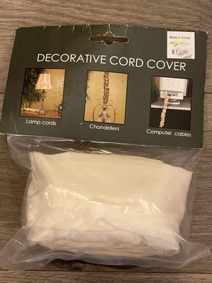 Cord Cover Decorative Off White New in sealed pkg. 15 ft x 5  diameter