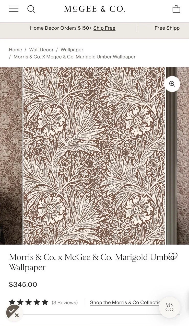 Morris & Co. x McGee & Co. Marigold Umber Wallpaper - Thumbnail 5
