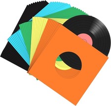 50 Pieces Paper Vinyl Record Sleeves 45 RPM Protection Paper Covers for Singles
