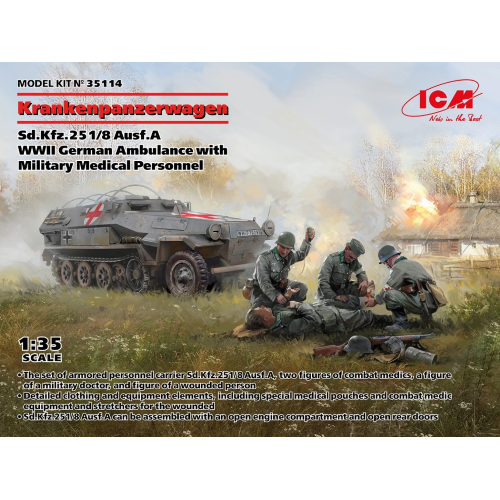 Krankenpanzerwagen Sd.Kfz.251/8 Ausf.A Wwii German Ambulance Kit 1:35 Icm Kit Me-image