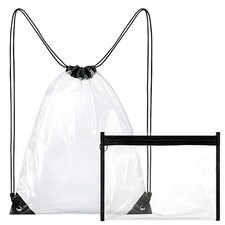 Clear Drawstring Bags with Small Inner Pocket, 17.2 x 13.6 Inch Small Clear