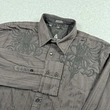 ROAR Shirt Mens Large Strength Refined Tribal Scrollwork Gothic Western Yoke