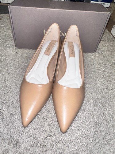 Franco Sarto Womens Racer Slingback Low Block Heel Pointed Toe Pump, Beige - Picture 2 of 6