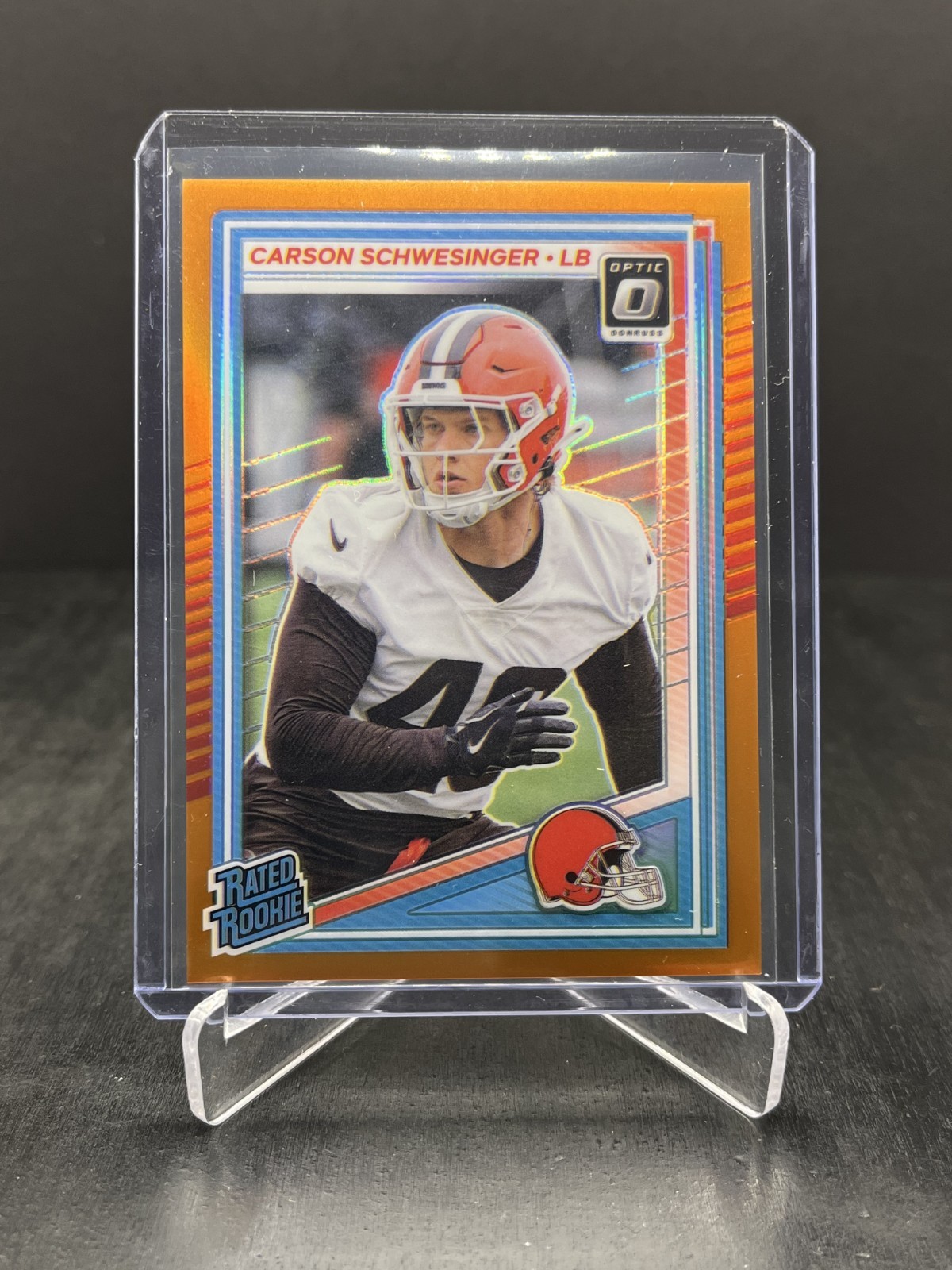 2025 Panini Donruss Optic Carson Schwesinger Rated Rookie Orange 031/299 #217