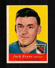 1957-58 JACK EVANS #55 VG-EX Topps New York Rangers Star Vintage NHL Hockey Card