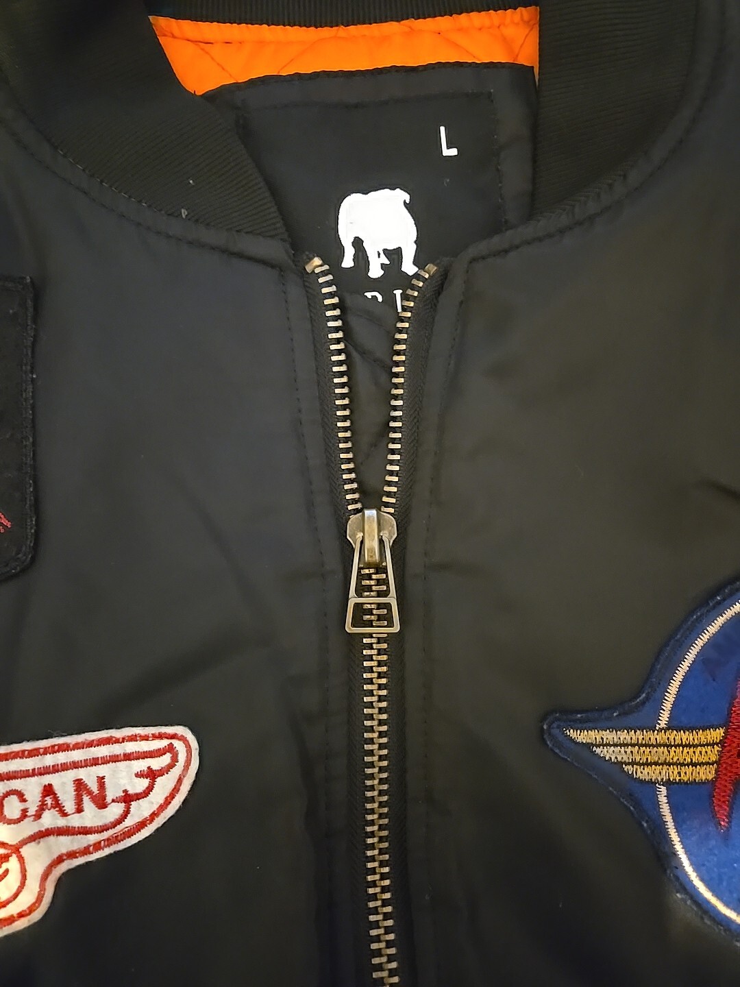 American Stitch Black Jacket L Patchwork Nylon Bo… - image 6