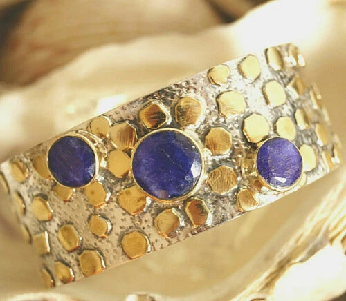 Handgefertigte Edelstein Saphir Echtschmuck-Armbänder-Anhänger