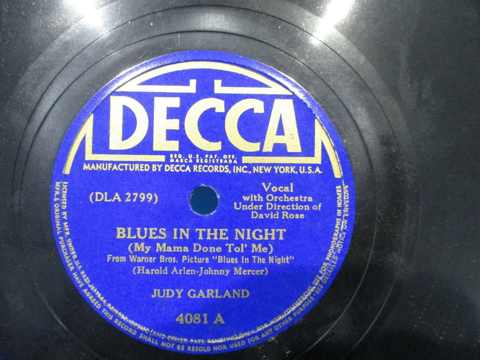 Judy Garland 'Blues in The Night/ End Of The Rainbow 78 - Image 3 of 3