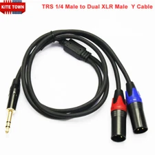 TRS 1/4 Male to Dual XLR Male Microphones Stereo Splitter Adapter Y Cable US