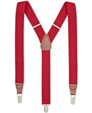  75 Club Room Men Red Stretch Clip On Adjustable Suspenders Braces End One Size