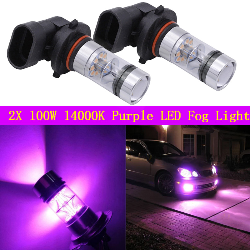 NEW 2x 9005 H10 9145 100W 14000K Purple LED Headlight Bulbs Kit Fog Light DRL eBay