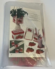 NOS vintage Artcraft Concepts Strawberry Recipe Box plastic canvas kit