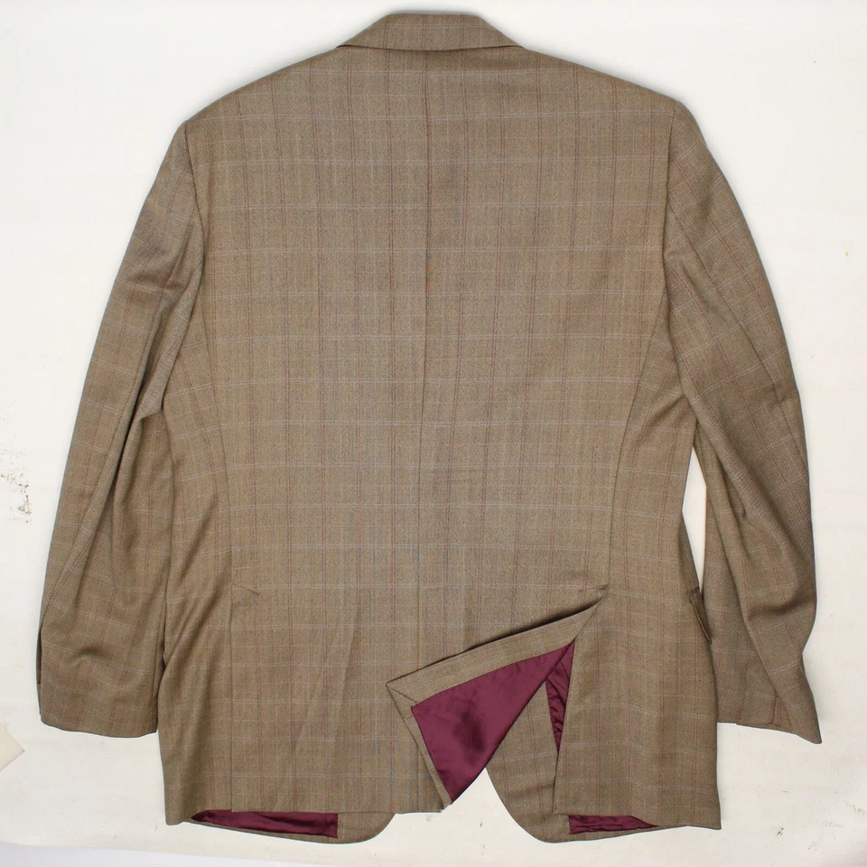 Abrigo deportivo Gian Luca Isaia Napoli para hombre 42R marrón borgoña gris lana a cuadros Italia Foto 2 de 4