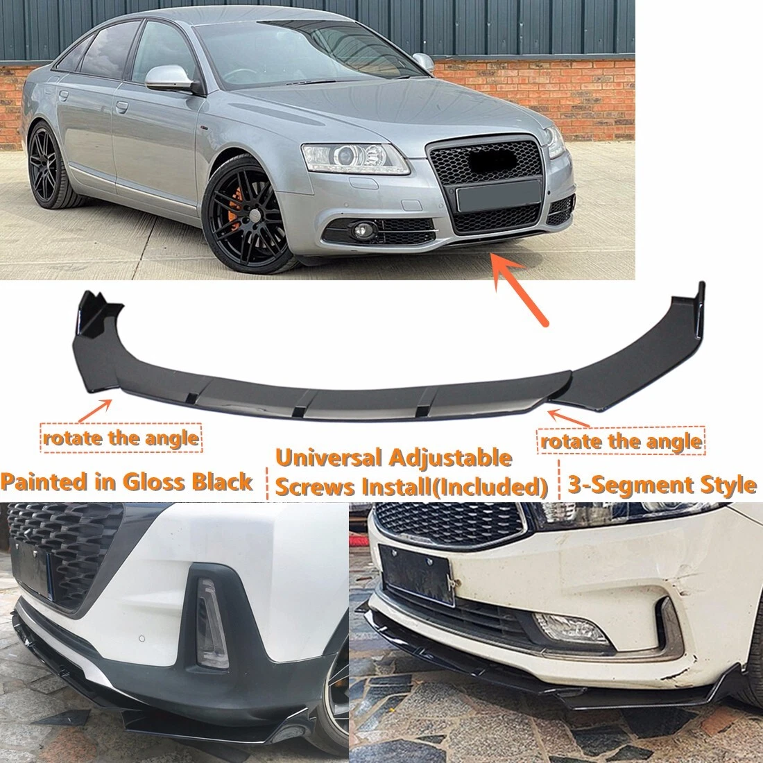 Add on Universal For 2005 2011 AUDI A6 S Line C6 Black Front