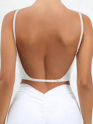 Deep Plunge Push Up Bra - Backless Invisible Seamless Low Cut U Neck Underwear - Picture 7 of 10