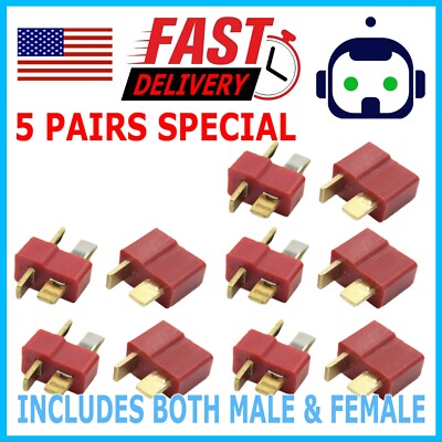 OliYin 3 paia Deans Style T Plug Maschio Femmina Connettore Cavo in silicone con cavo di connessione per batteria da 3.93 pollici 14awg (confezione da 3