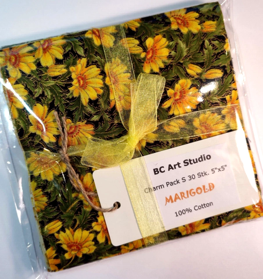 Patchworkstoff Moda Benartex Charm Pack 5inch 30Stk. Golddruck Marigold 12,7cm - Bild 3 von 4
