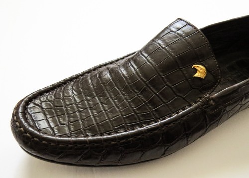 STEFANO RICCI Brown Crocodile Leather Eagle Shoes Size 9.5 US 42.5 Euro 8.5 UK - Picture 2 of 14