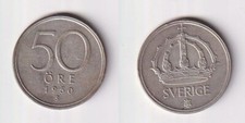 50 &Ouml;re Silber M&uuml;nze Schweden 1950 ss/vz (166822)