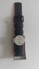 HIRSCH Ayrion Leather Watch Strap - Black-Red L 20mm