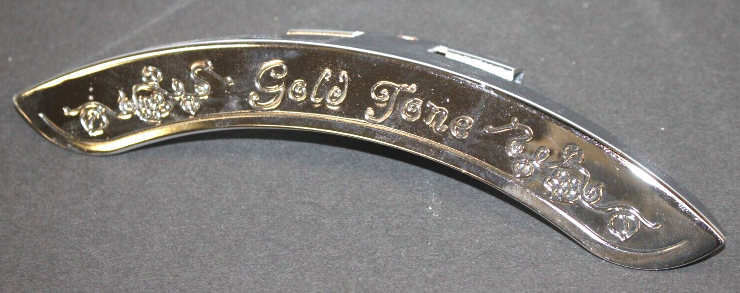 Gold Tone Impressed Logo/Vines Banjo Armrest - Nickel, NO Bar, Bolt #R1662