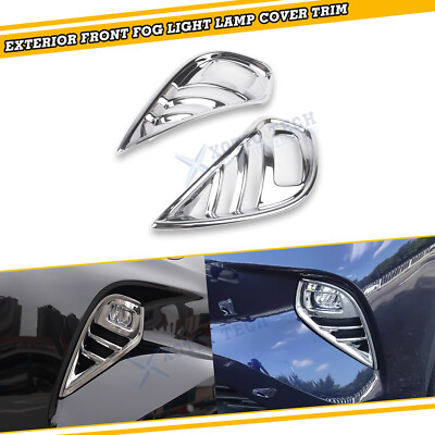 2Pcs Chrome Silver Front Fog Lamp Decorative Panel For Toyota Highlander 2020-UP