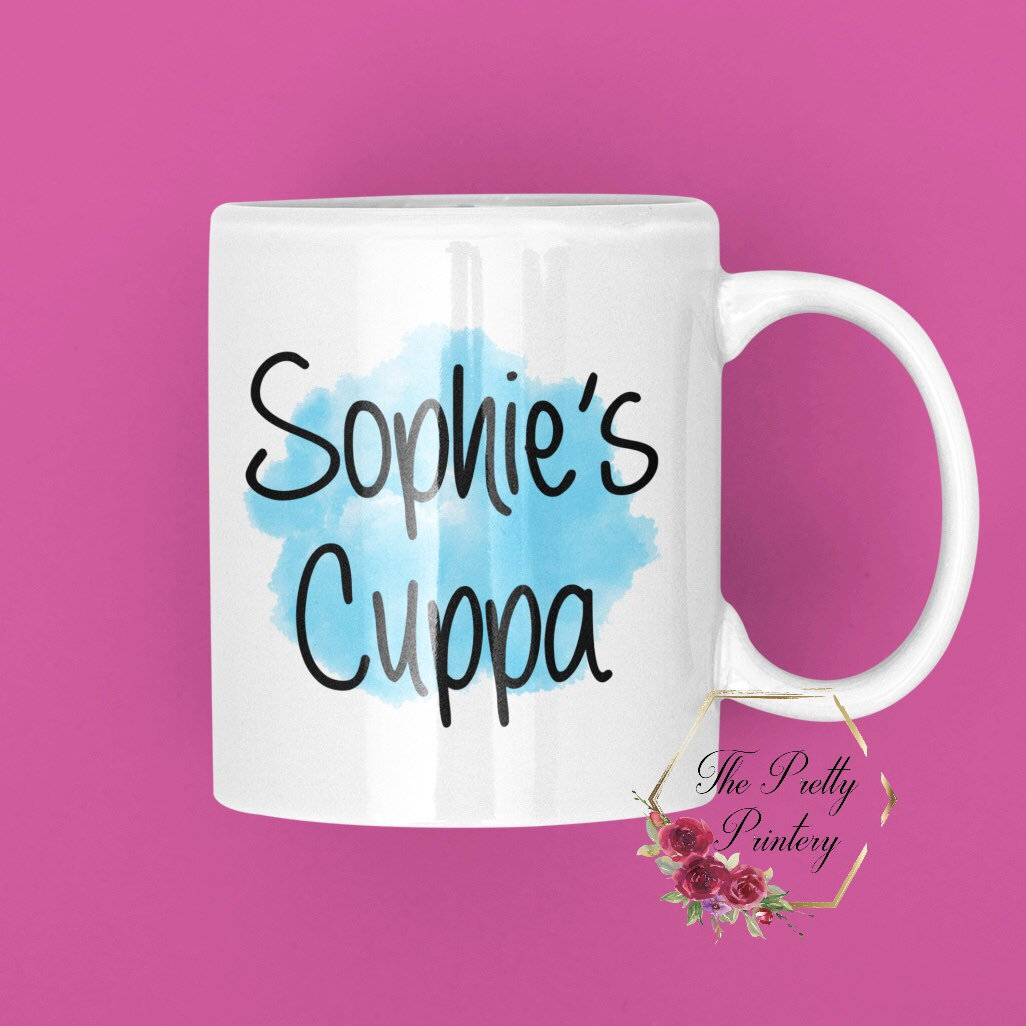 Personalised Mug Own Name Any Text Custom Watercolour Gift Sister Friend