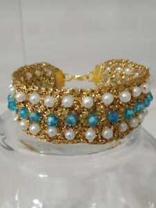 Bracciale A Uncinetto Con Perline Idea Regalo Ebay