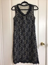 Vanity Fair vintage black lace overlay sleeveless nightgown 30