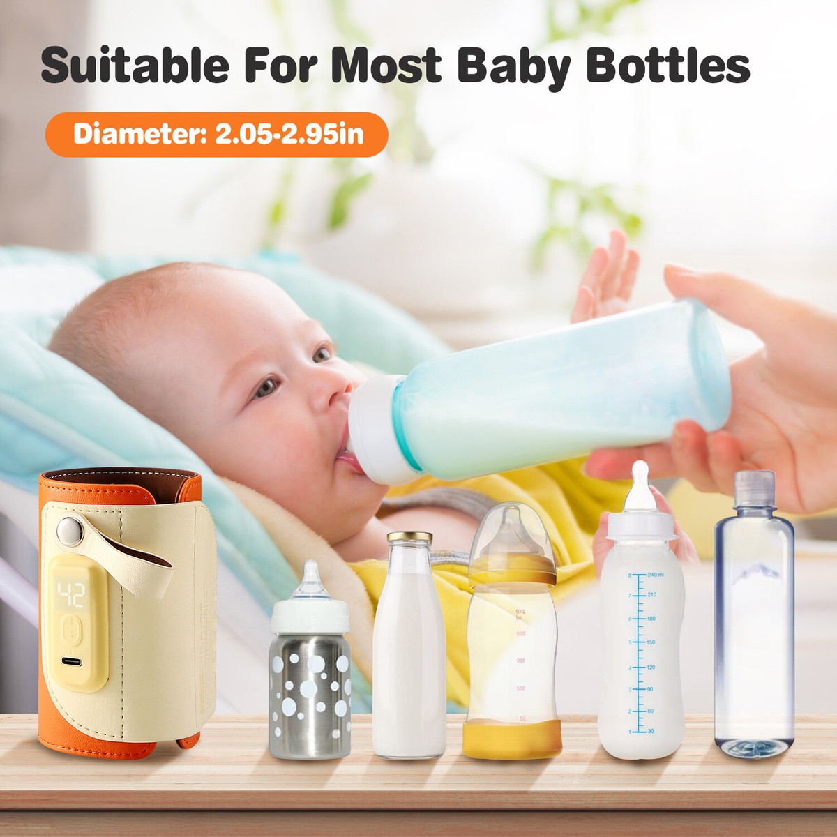 Portable Milk Warmer Portable Baby Bottle Warmer, Fast Heating,