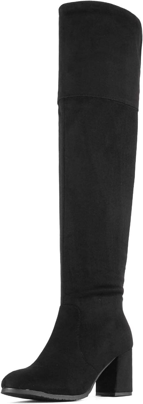 Dream Pairs Womens Thigh High Block Heel Over The Knee Boots
